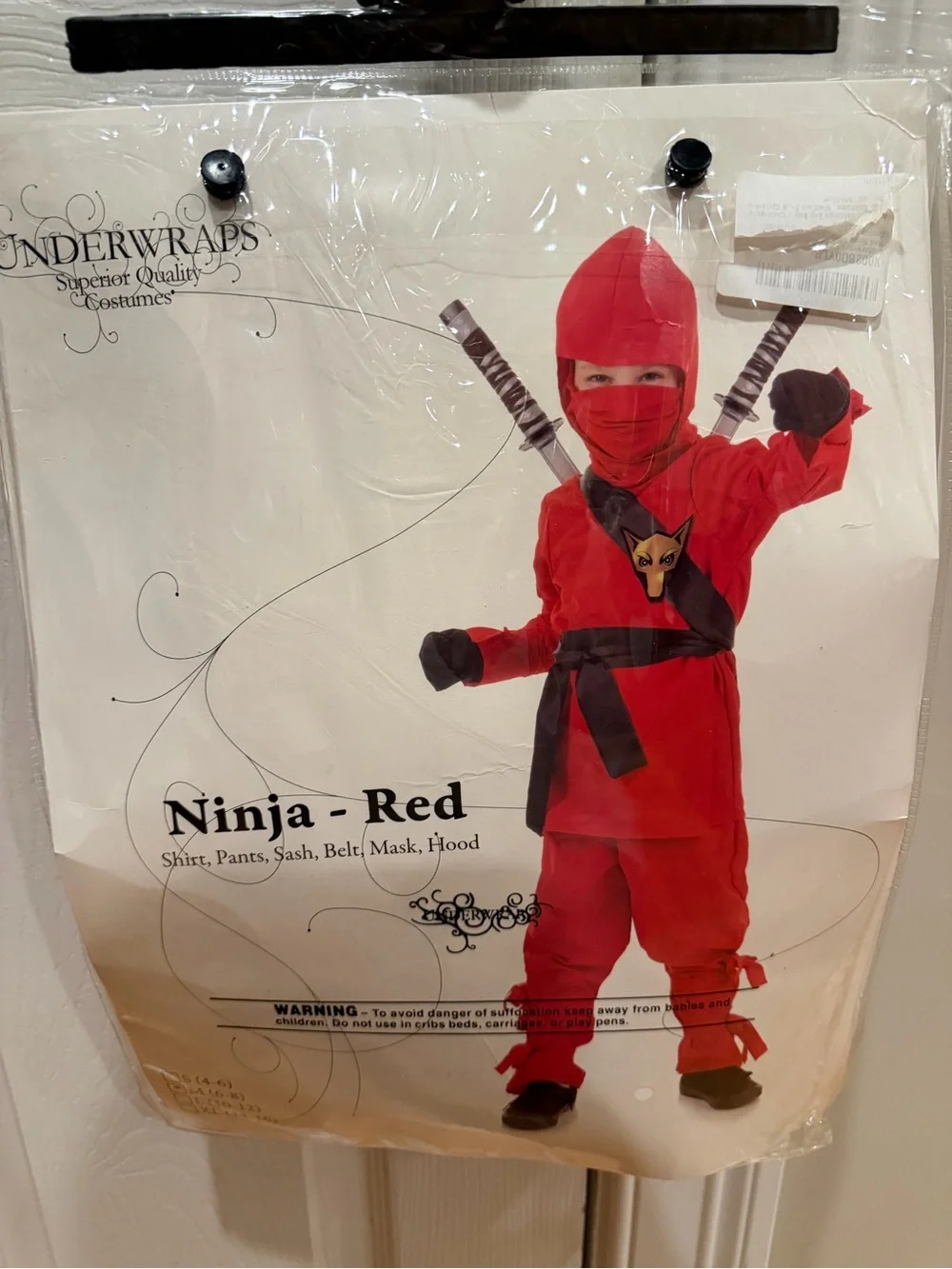 Kids' Red Ninja Costume - Shirt, Pants, Sash, Belt, Mask & Hood